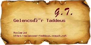 Gelencsér Taddeus névjegykártya